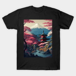 Serene Mount Fuji Sunset - Peaceful River Scenery T-Shirt
